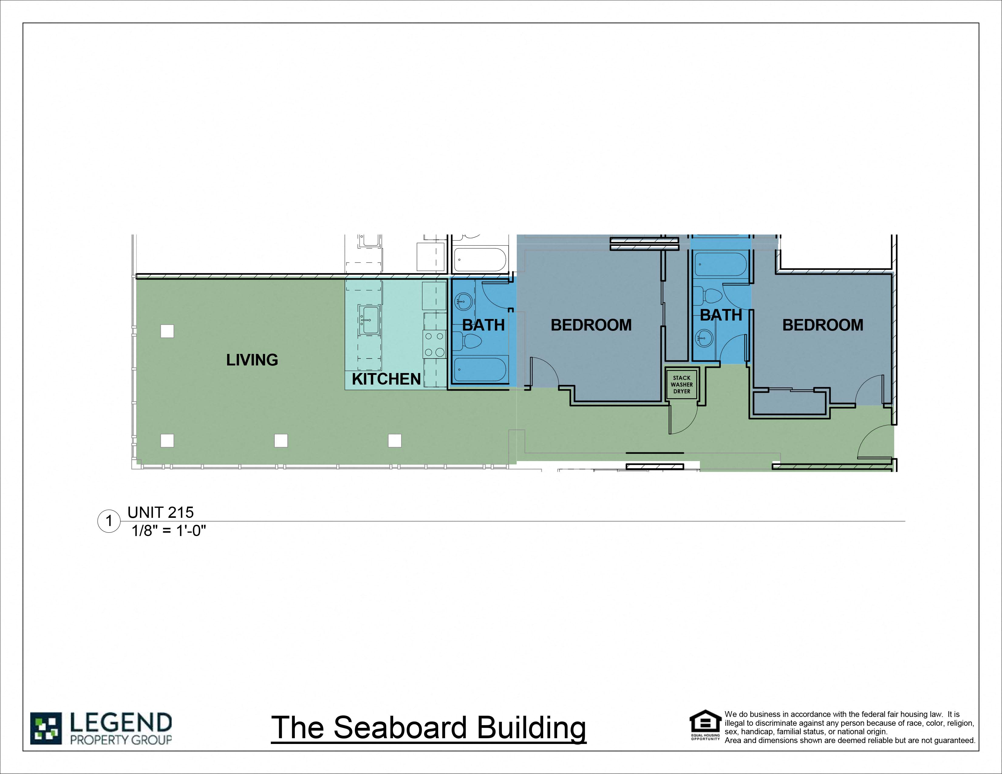 Floor plan for 2 beds, 2 baths, 1195 sqft